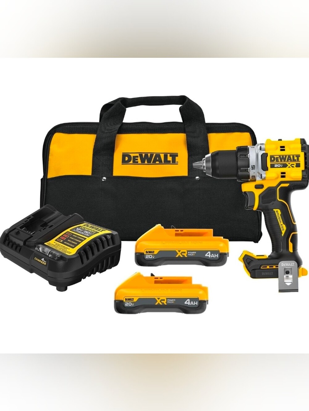 Dewalt XR 20V Max Drill Driver Kit Includes 2 4AH Batteries Drill Charger & Bag